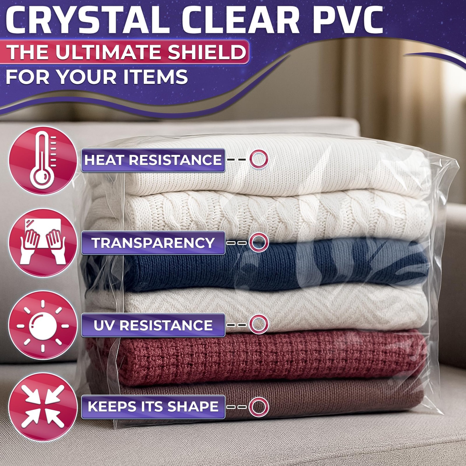 50 PCS 16x24 Inch Clear Heat Shrink Wrap Bags Packaging Storage Bulky Items