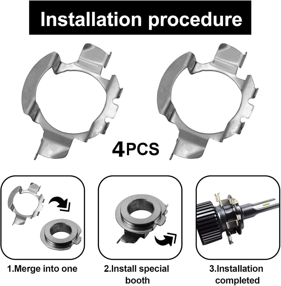 Effortless H7 LED Headlamp Installation with Adapter Retainers - 2 Pack