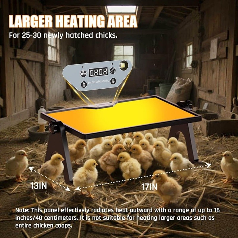 Chick Heating Plate Adjustable Temp Double-Sided 360° Safe Energy Efficient New