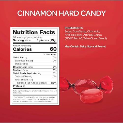 Cinnamon Hard Candy, Bulk Pack 2 Pounds, Individually Wrapped Old-Fashioned