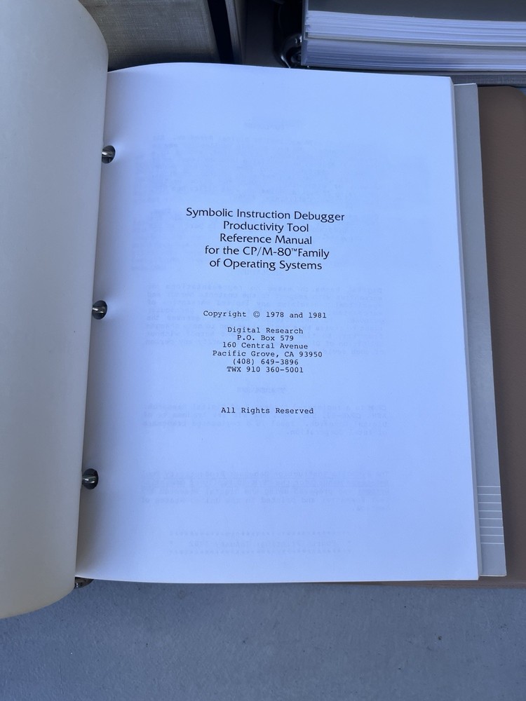 Digital Research CP/M Plus Programmer's User's Guide Symbolic Instruction Manual