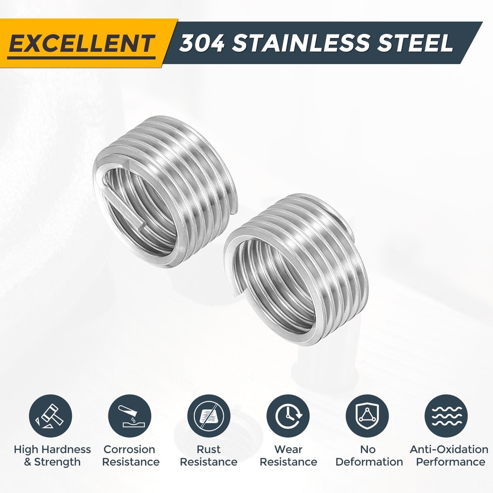 15pcs Wire Thread Inserts M16 x 2 x 1D Metric Helical Threaded Sleeve