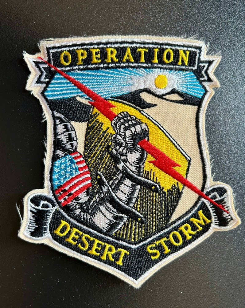 Operation Desert Storm Shield Lightning Sand US Flag Patch ODS