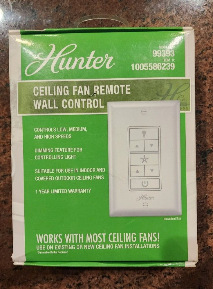 Hunter 99393 Ceiling Fan Remote Control Wall Kit with Receiver