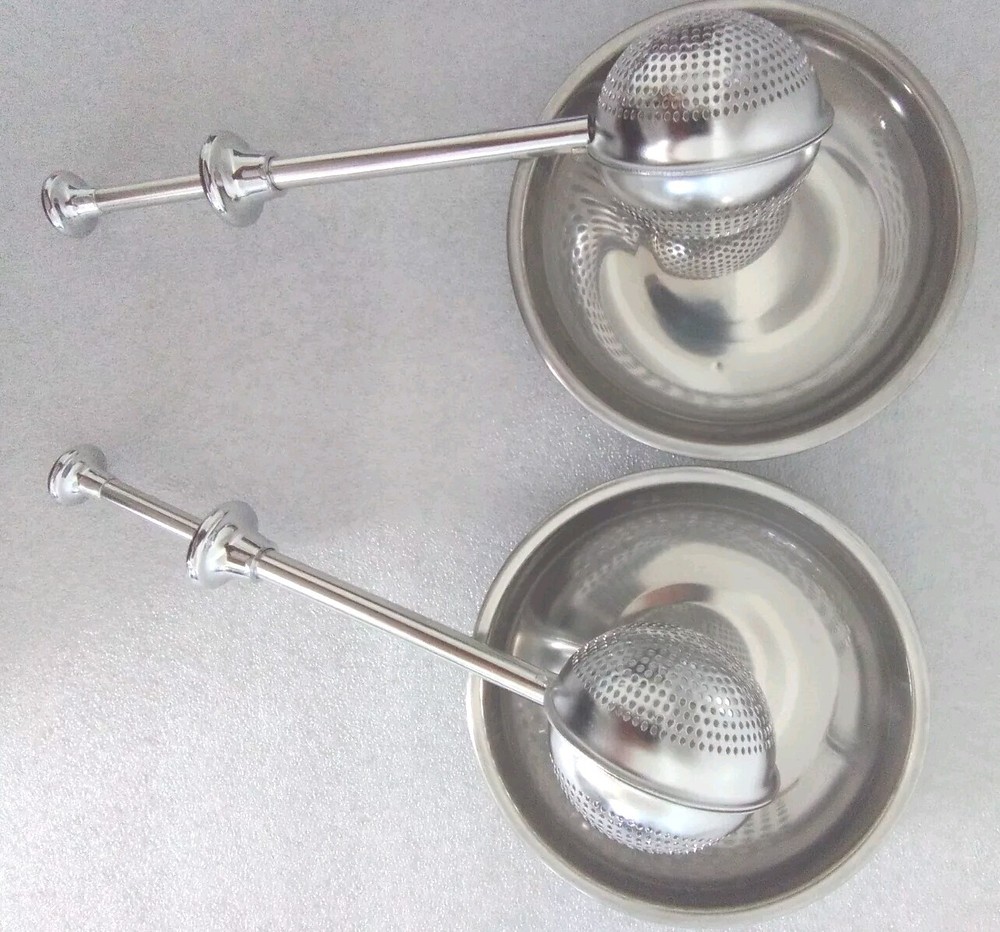2 Sets Ball-Shape Push Style Tea Infuser Strainer With Plates