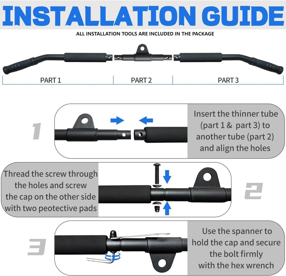 Rotating LAT Pull Down Bar 39.4'' LAT Pulldown Attachments for Pulley System Gym