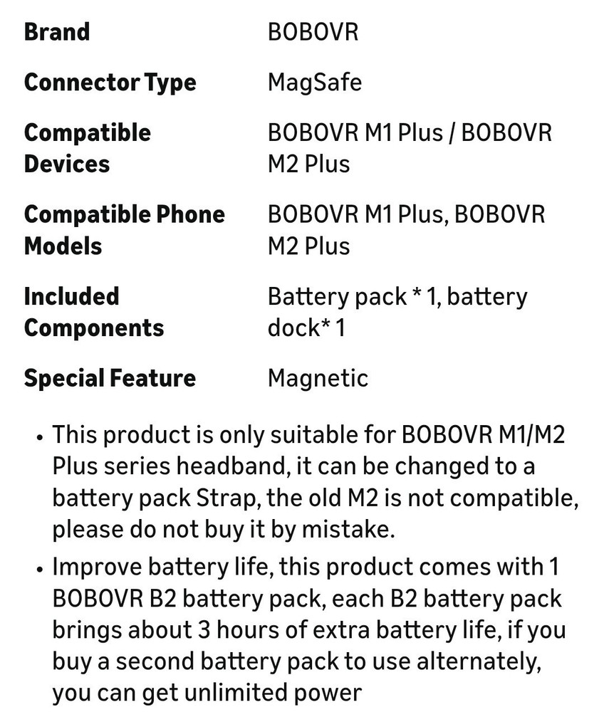 BOBOVR Battery Dock Charging B2 Battery Pack (Model BD1)