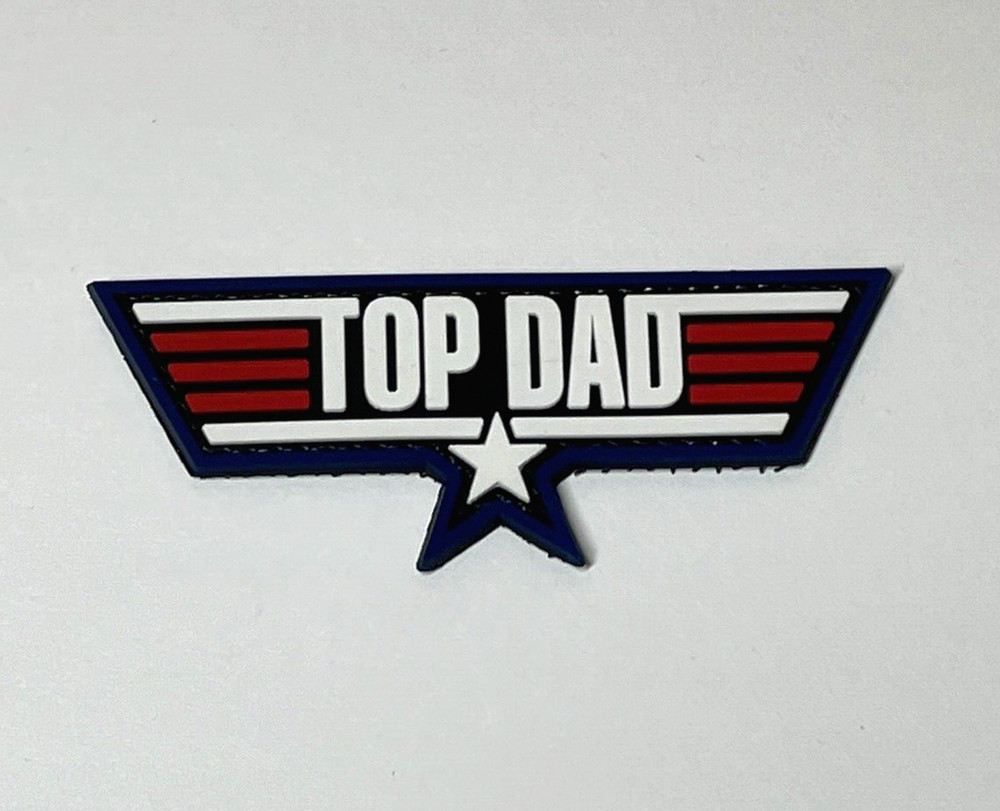 Top Dad Top Gun PVC Patch, Tactical Morale Air Force Rubber Patch Hooked Back