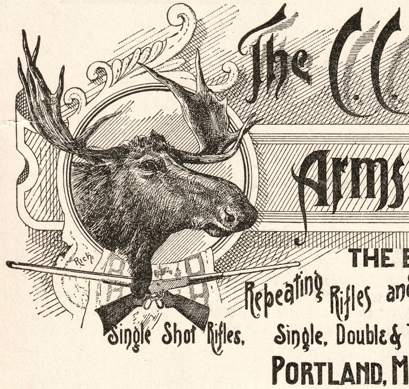 Brooks 3-Barrelled Shotgun 1892 Arms & Tool Rifle Folder Advertising Trade Card