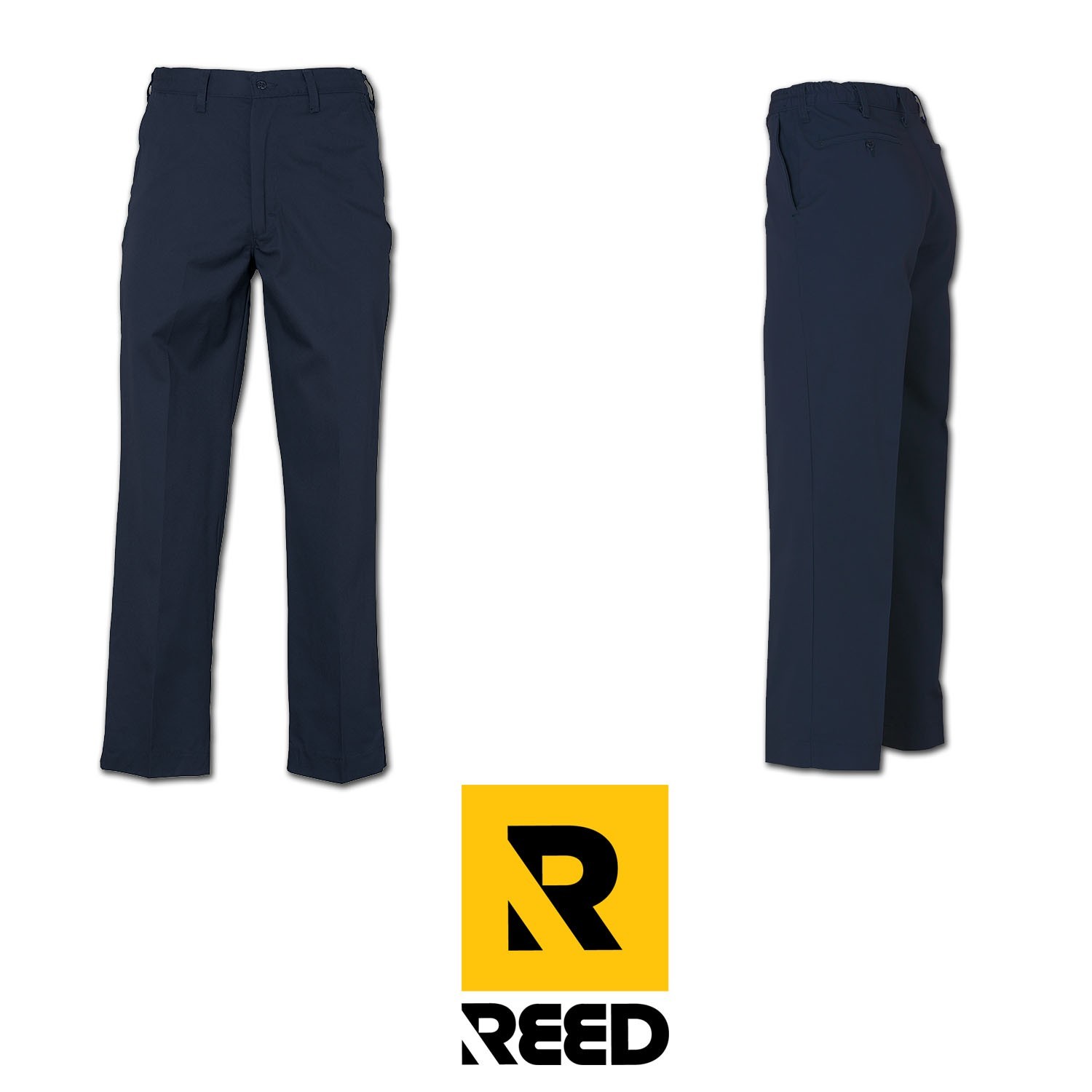 NEW Reed / CU Mens Work Pants Navy Blue Flex Waist Mechanic Technician Warehouse