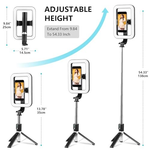 Selfie Ring Light with Stand, Tripod with Dimmable LED Lights, Extendable Ring