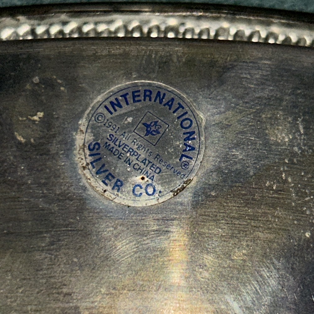 Vintage Silverplate Serving Tray 5 Section Crystal Insert