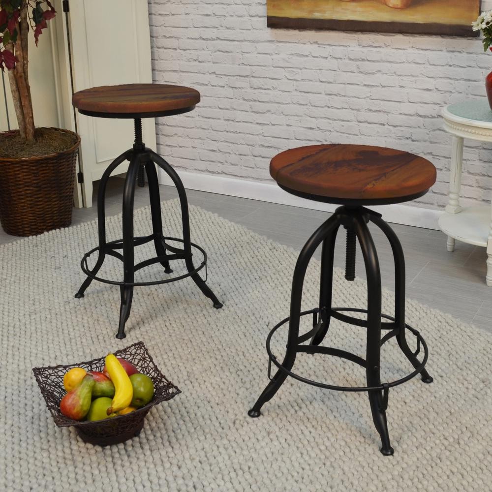 Ryder Adjustable Barstool - Chestnut Seat - Black Base