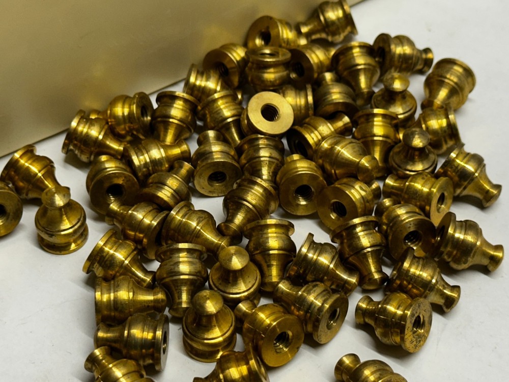 100pc BULK 11/16" Height 1/4-27F Thread Solid Brass Pyramid Lamp Finial Cap Nut