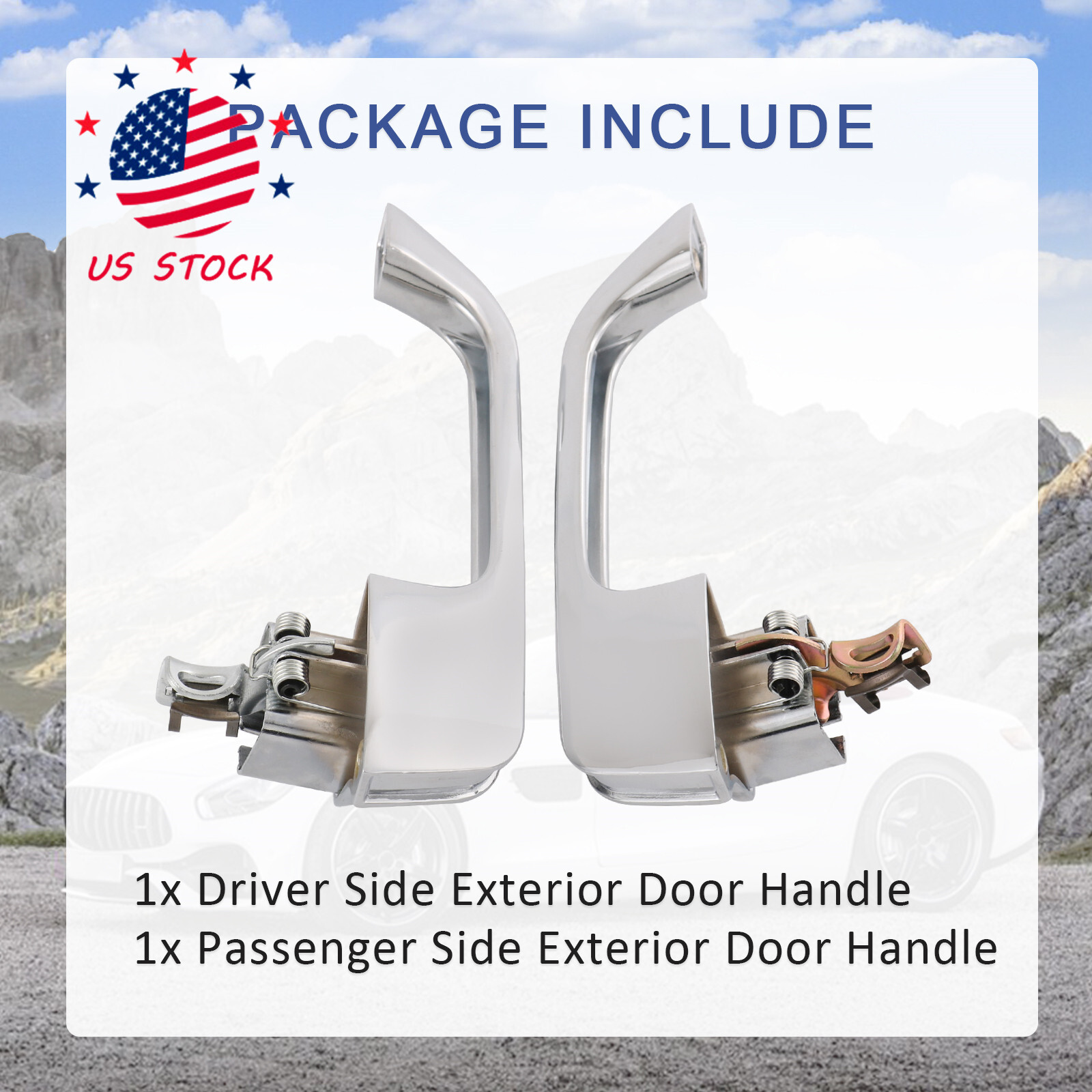 Set 2× Chrome Outer Outside Exterior Door Handle Pair for Chevy GMC Pickup Truck