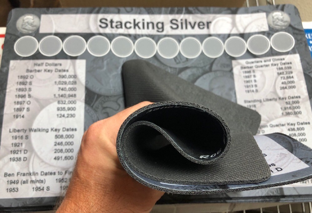 11" X 17" Silver Stack Coin Roll Hunting Mat - Rubber Backed and Safe for Coins!