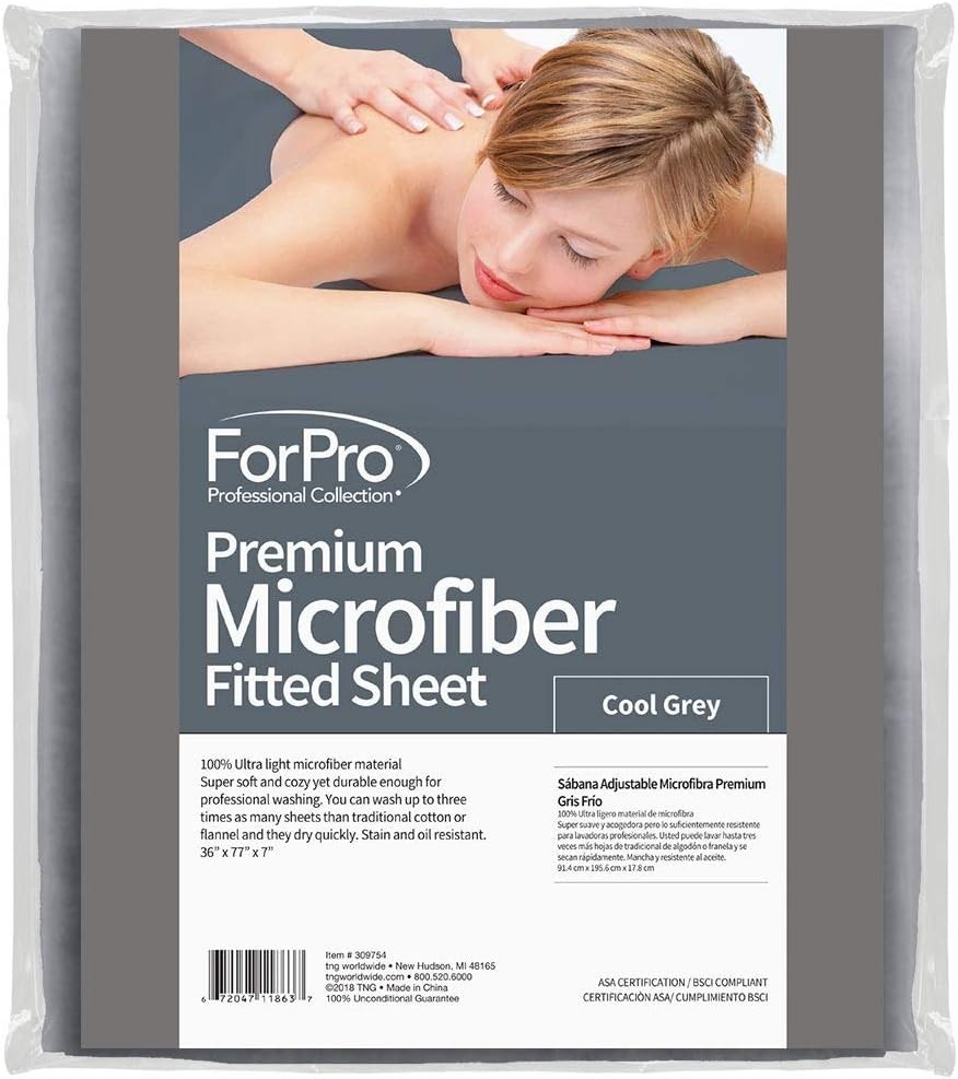 Microfiber Massage Fitted Sheet Cool Grey 36x77x7 Inches