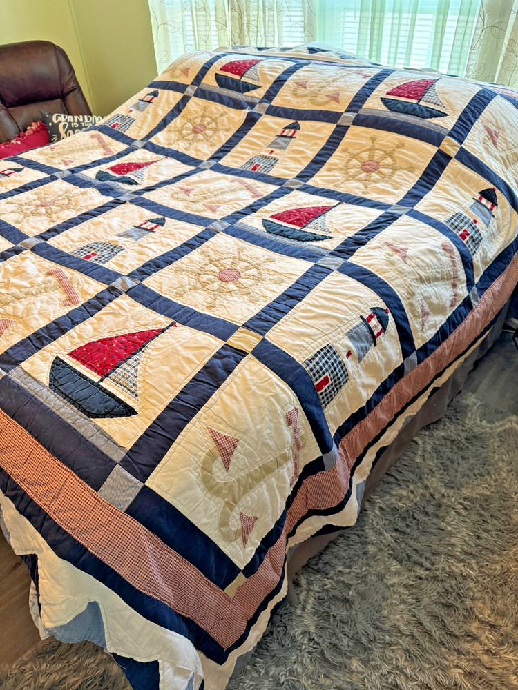 Handmade Nautical Queen Size Quilt