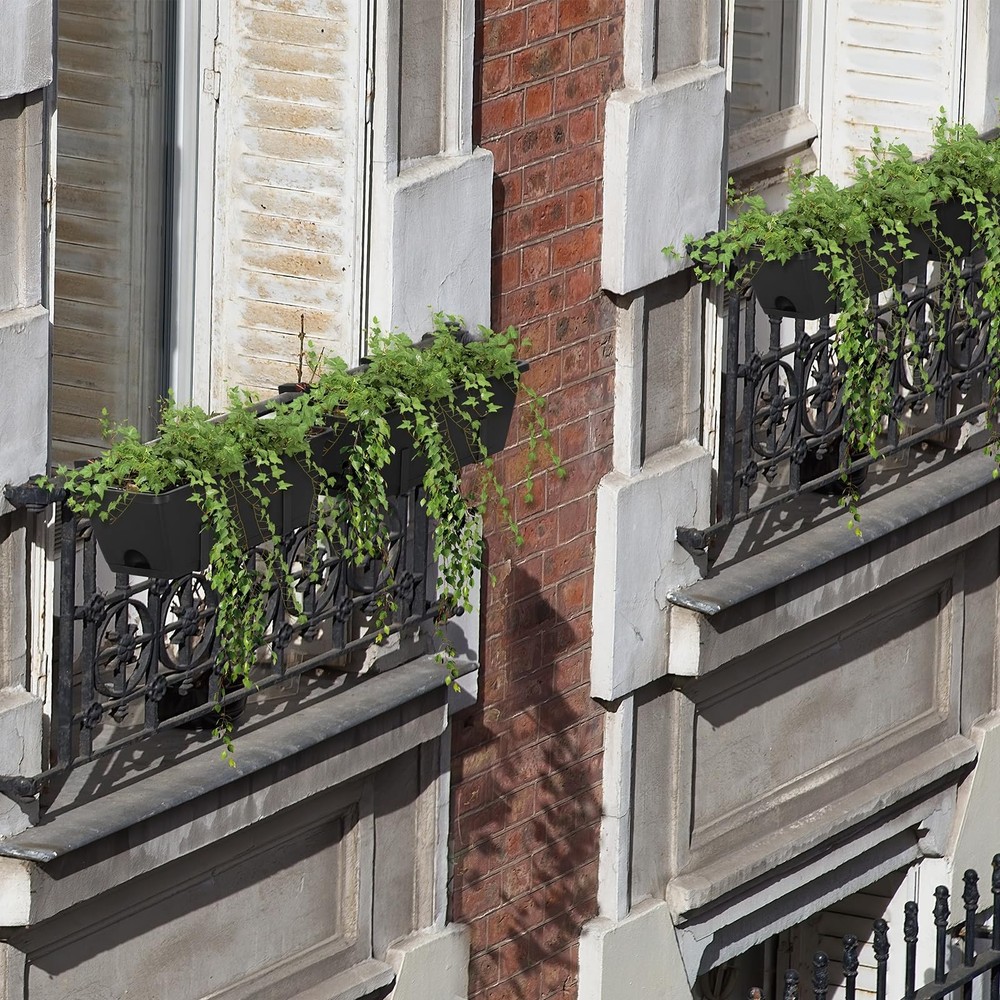 ETELI Railing Planter Hanging and Planter Box Brackets Set 6 Pack Adjustable ...