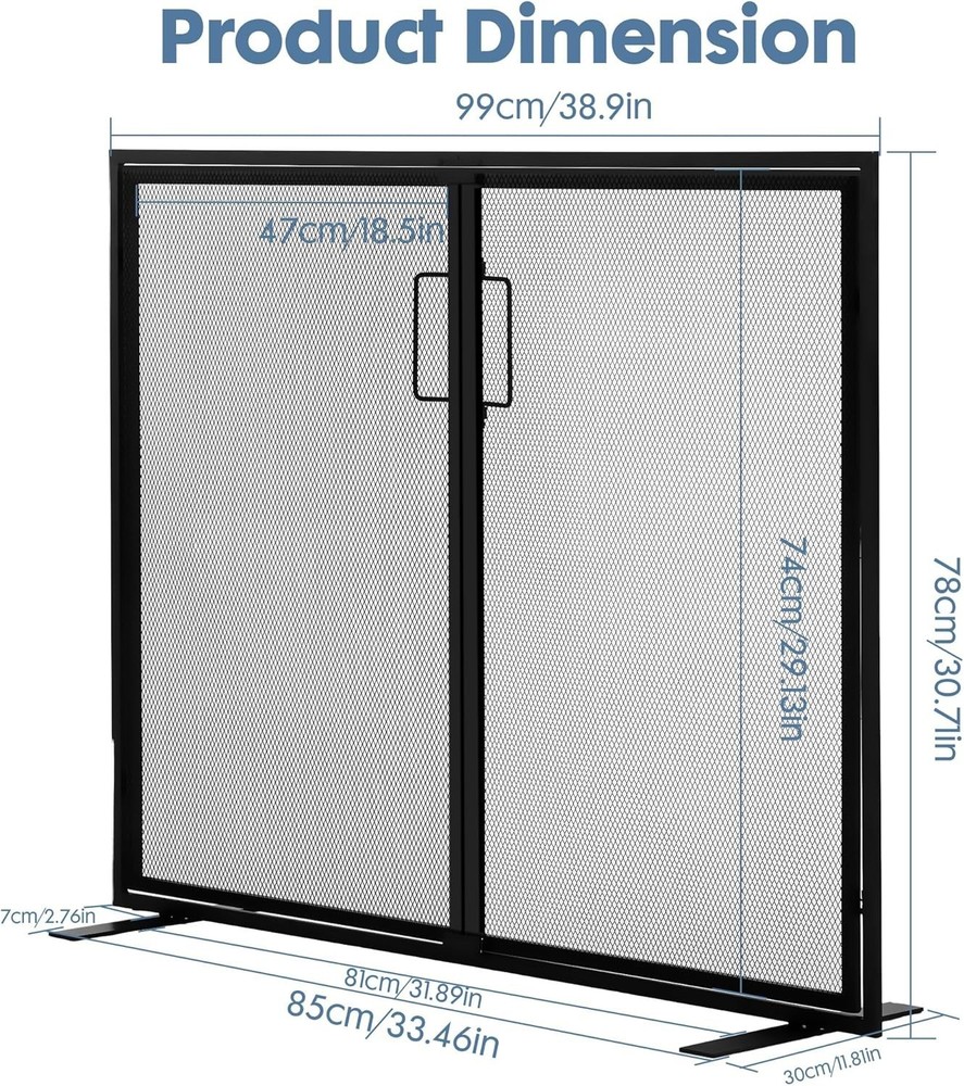 Spark Guard Cover Fireplace Screen 2 Panel Design for Preventing Ember Escape