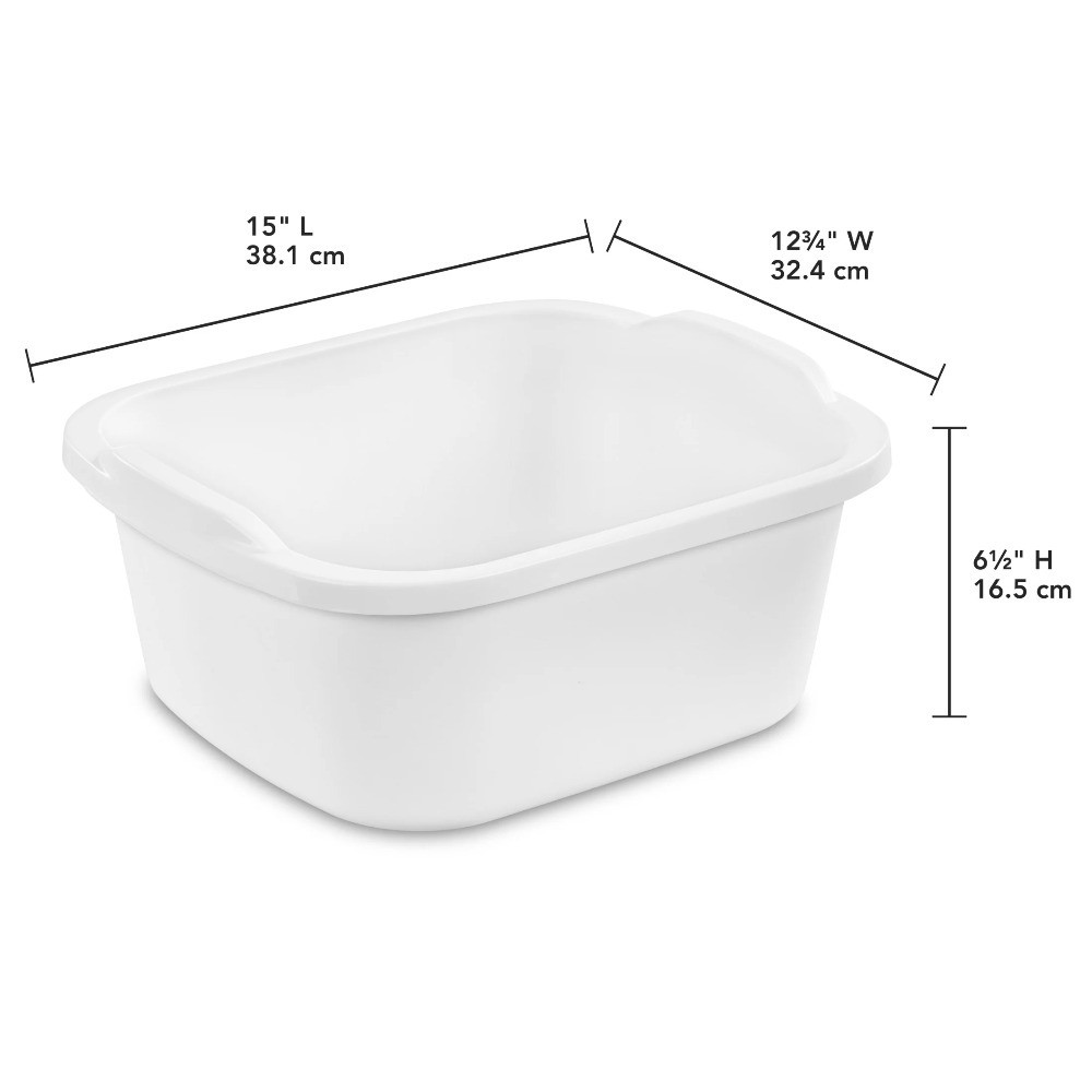 Multi-Purpose 12 Quart Dishpan Plastic Wash Tub Kitchen Sink Basin White
