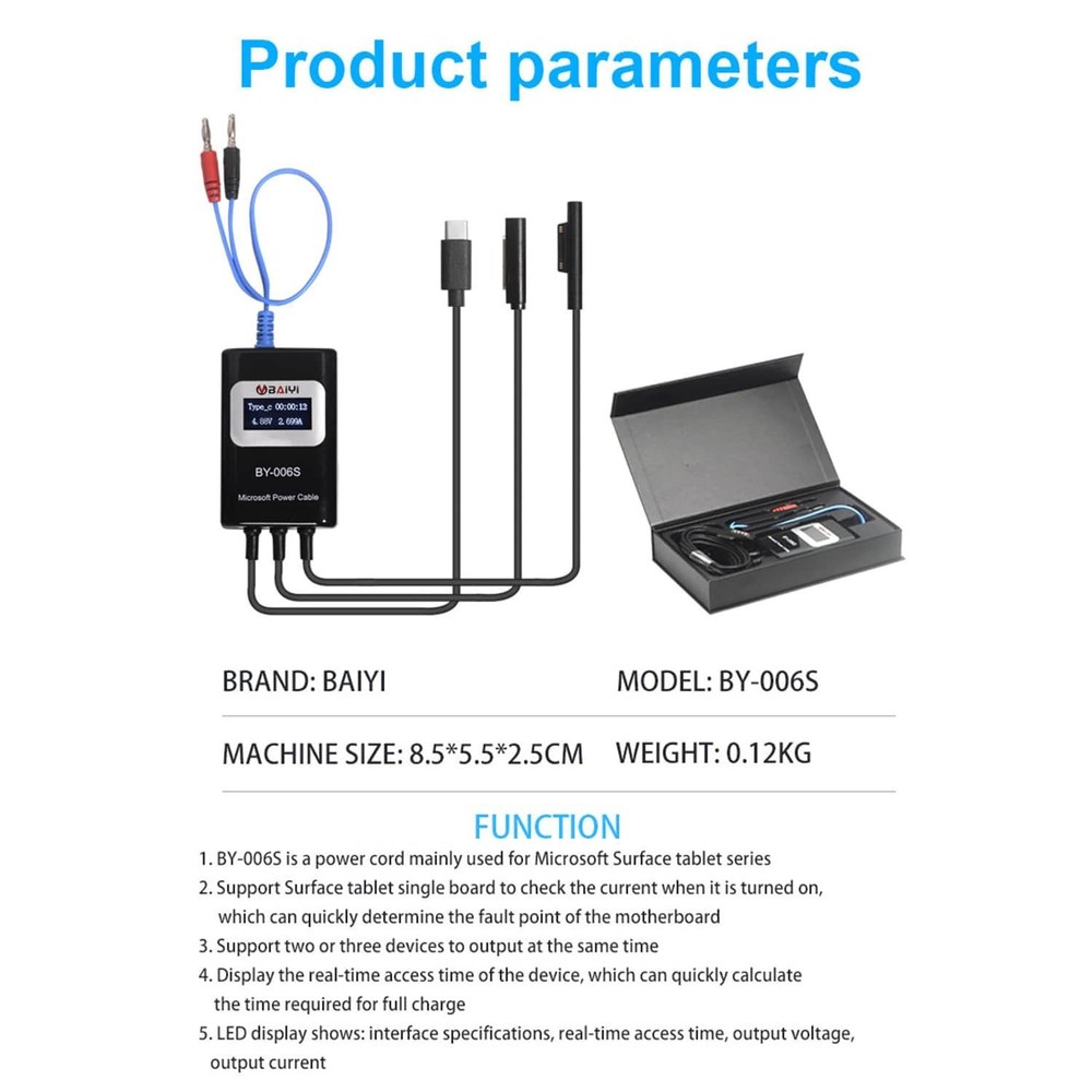 Genuine OEM Baiyi BY-006S Microsoft Surface Power / Boot Cable Tester
