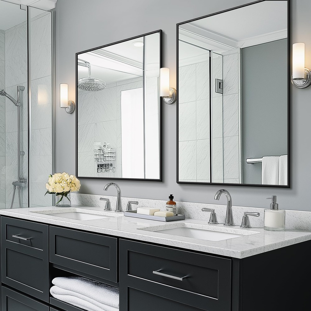 Bathroom Vanity Mirror for Wall, 2 Pack 36" x 24" Metal Framed Rectangular Ba...