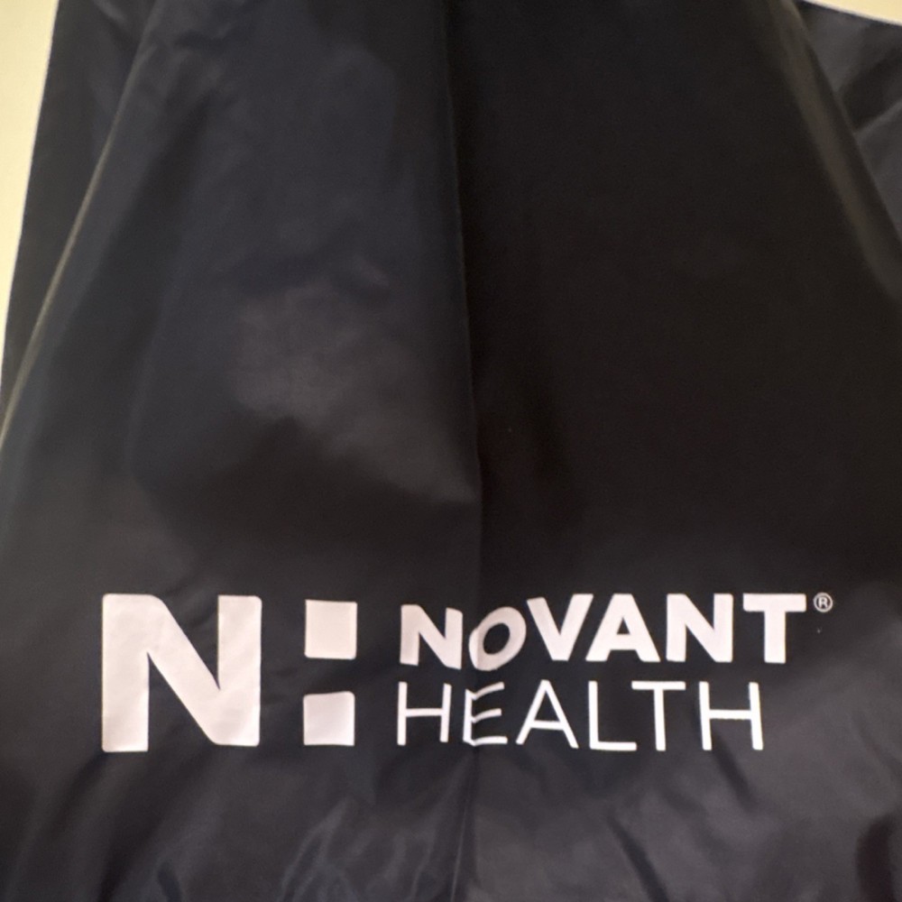 Novant Health Black Men's Compact Folding Umbrella Solid Polyester