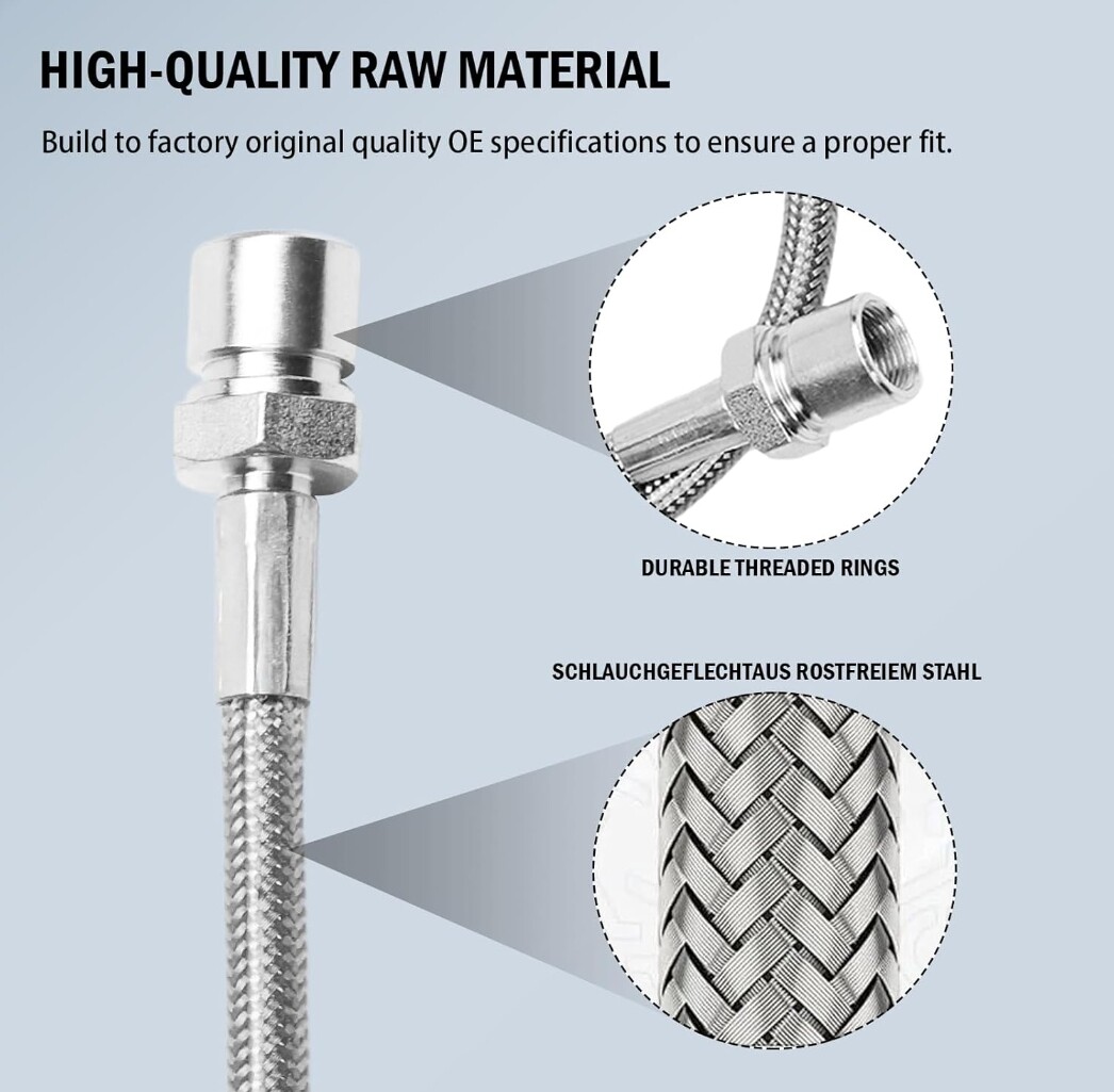 Extended Front Brake Lines 5-7.5in For 07-19 Suburban 1500 Tahoe GMC Yukon