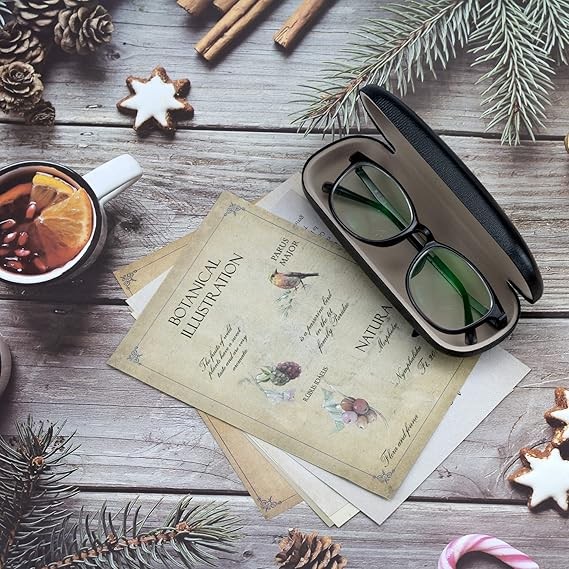 NEW Clam Shell Hard Eyeglasses PU Glasses Case Black w/Microfiber Cleaning Cloth