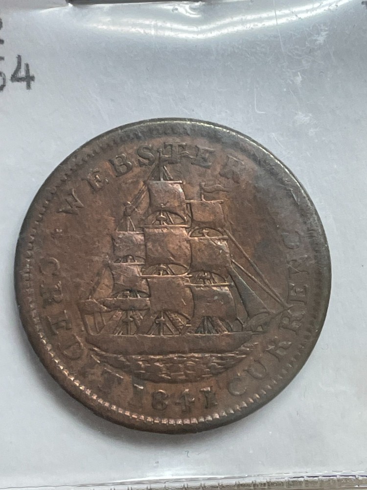 1841 Daniel Webster Hard Times Token Ht#22 Low #64