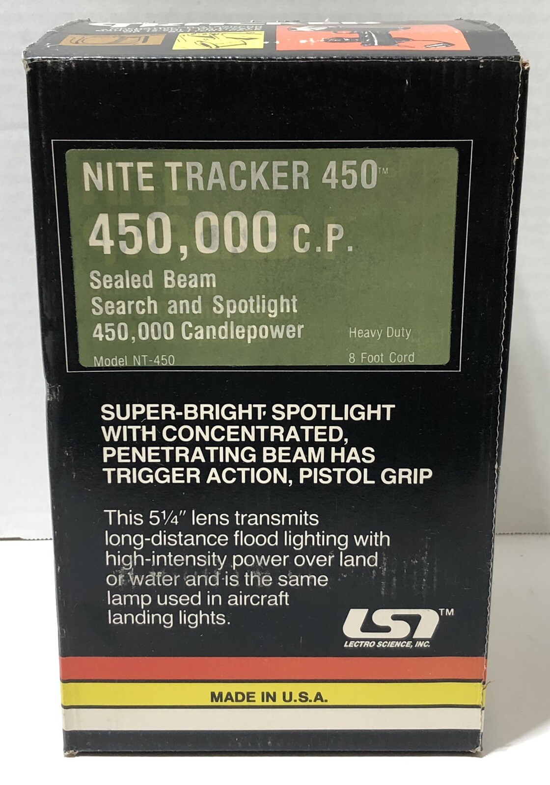 Vintage 450,000 CP SPOTLIGHT Lectro Science NITE TRACKER 450 Handheld Light -NEW
