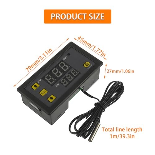 W3230 Digital Temperature Controller with NTC Temperature Probe Waterproof,LED