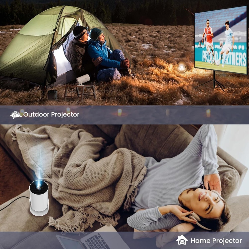 Lightweight 4K Mini Projector with 180° Rotation & Auto Keystone Correction