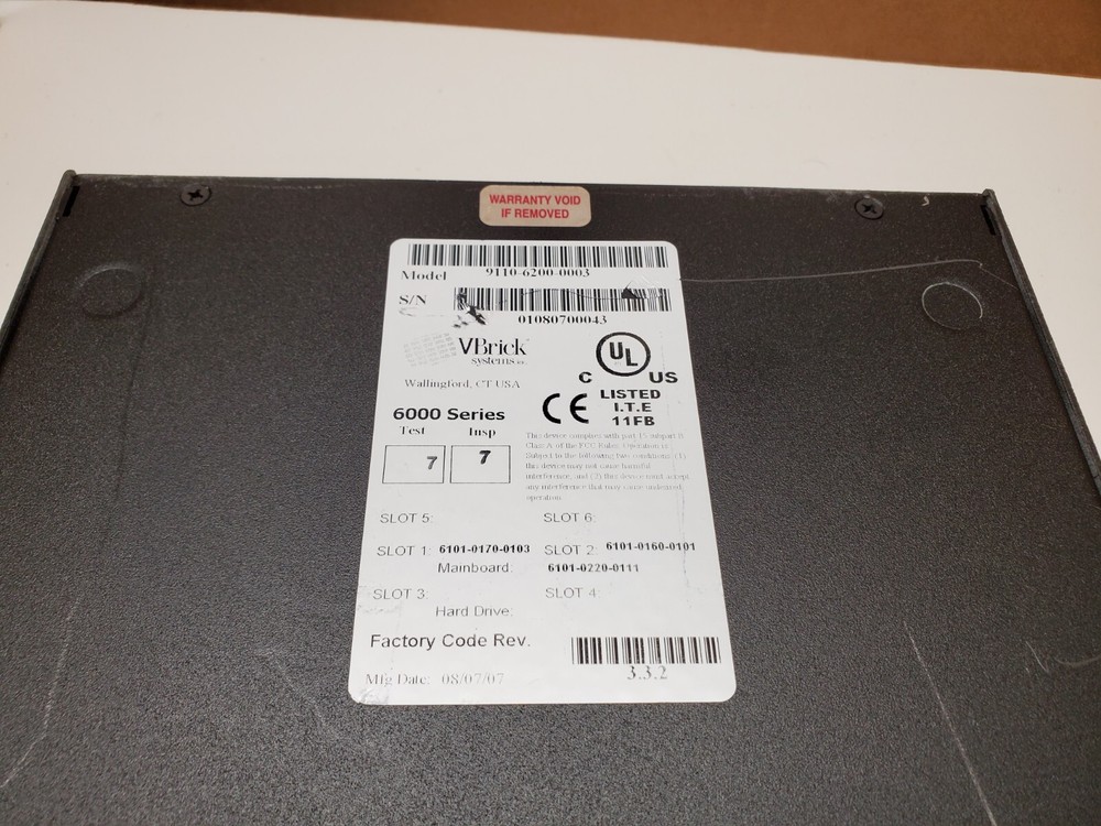 VBrick 6000 Series 9110-6200-0003 IP Video Encoder