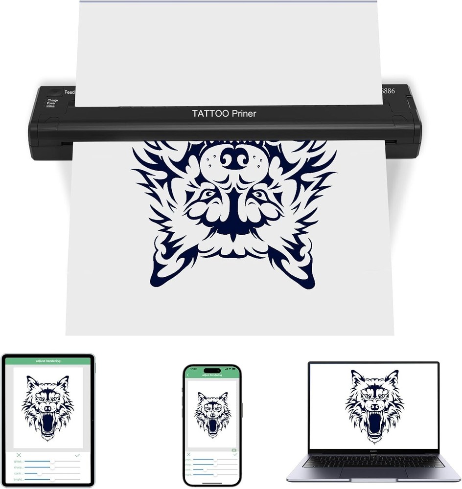 ATS886 Mast Wireless Tattoo Stencil Printer, Bluetooth Thermal Transfer Machine