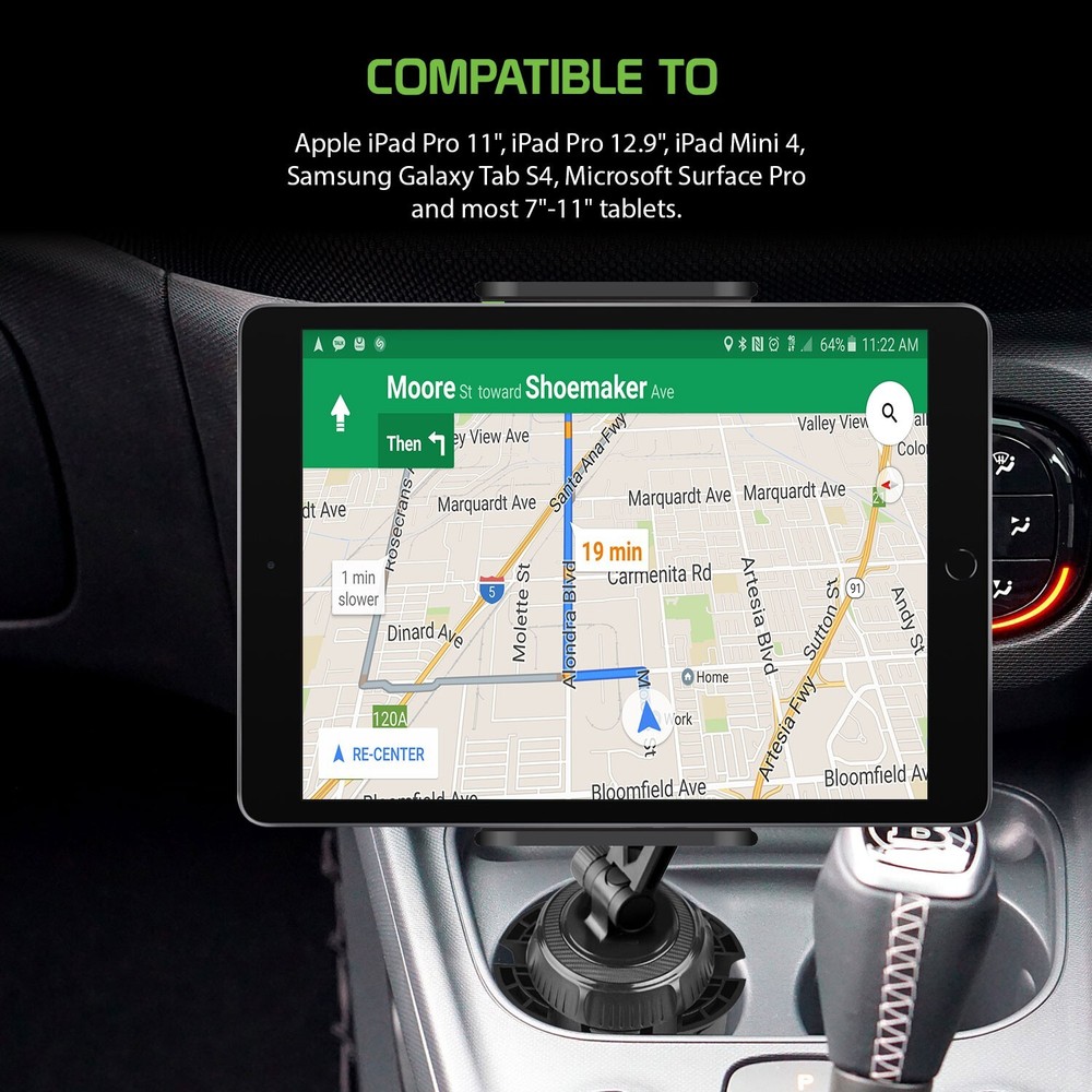 Car Cup Holder Phone Mount Compatible with iPhones, iPad, mini, Tablet, Android