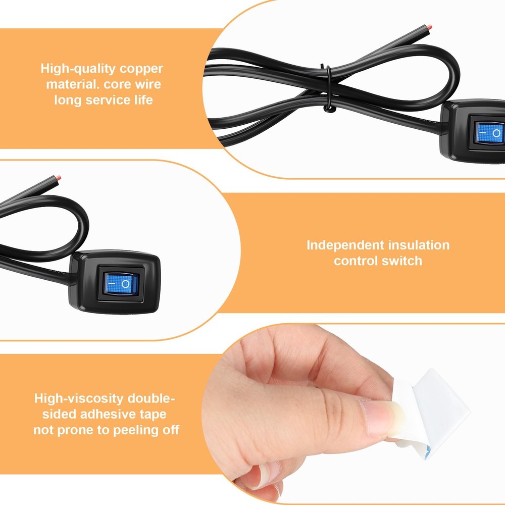 4 Pack Universal Paste Type Push Button Switch with Indicator Light, DC12V 10...