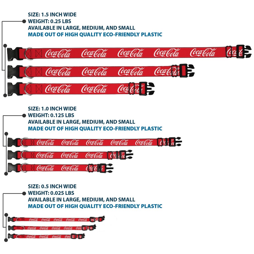 Plastic Clip Collar COCA-COLA Script Logo Red/White Large 15-24"