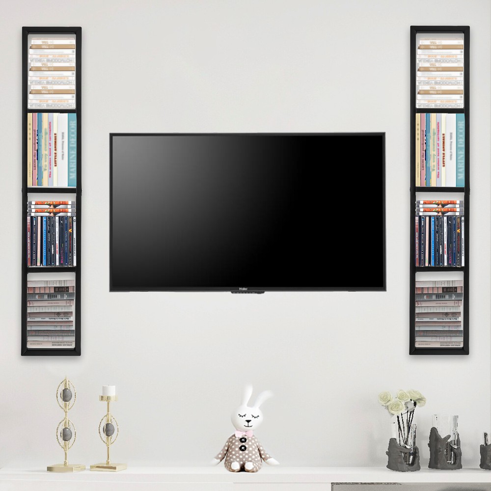 2 Pack Wall Mount CD DVD Floating Shelf Rack - Space-Saving Media Organizer