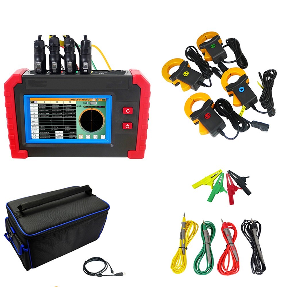 3 Phase Power Quality Analyzer Meter with Current Clamp 100A Touch Screen