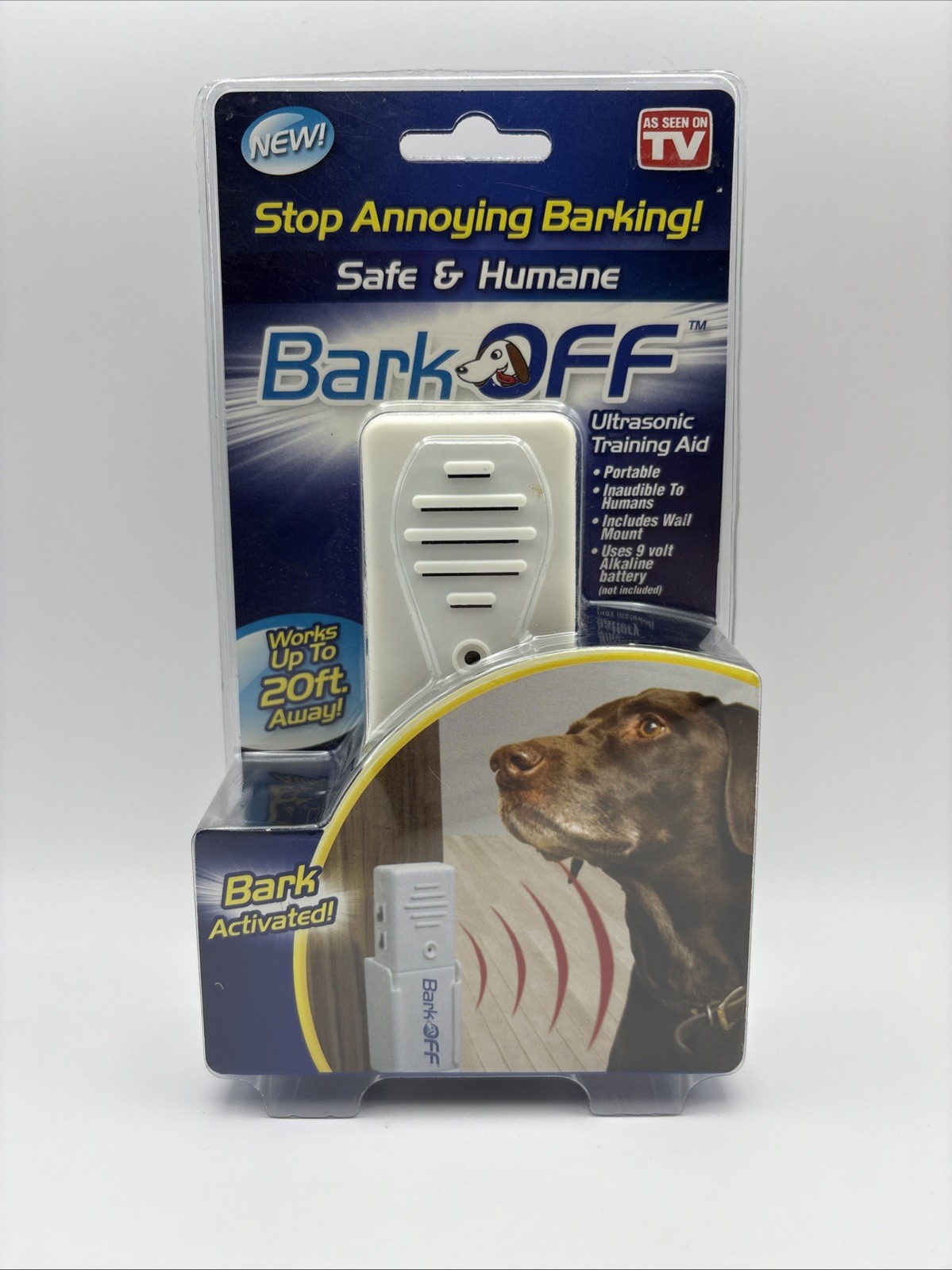 Bark Off - Stops Dog Barking, Ultrasonic Training Aid - Works Up To 20ft - New
