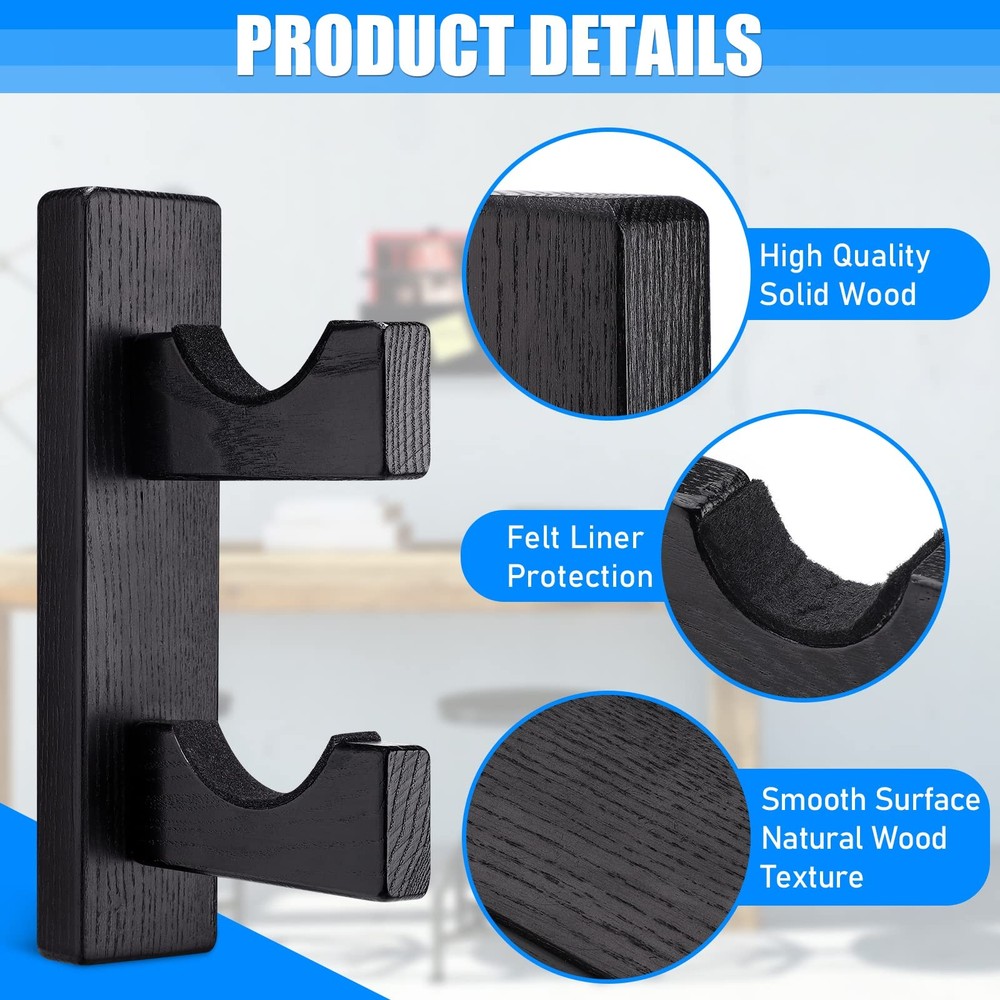 TOBWOLF 2PCS Double Deck Baseball Bat Display Wall Mount Rack, Horizontal Hanger