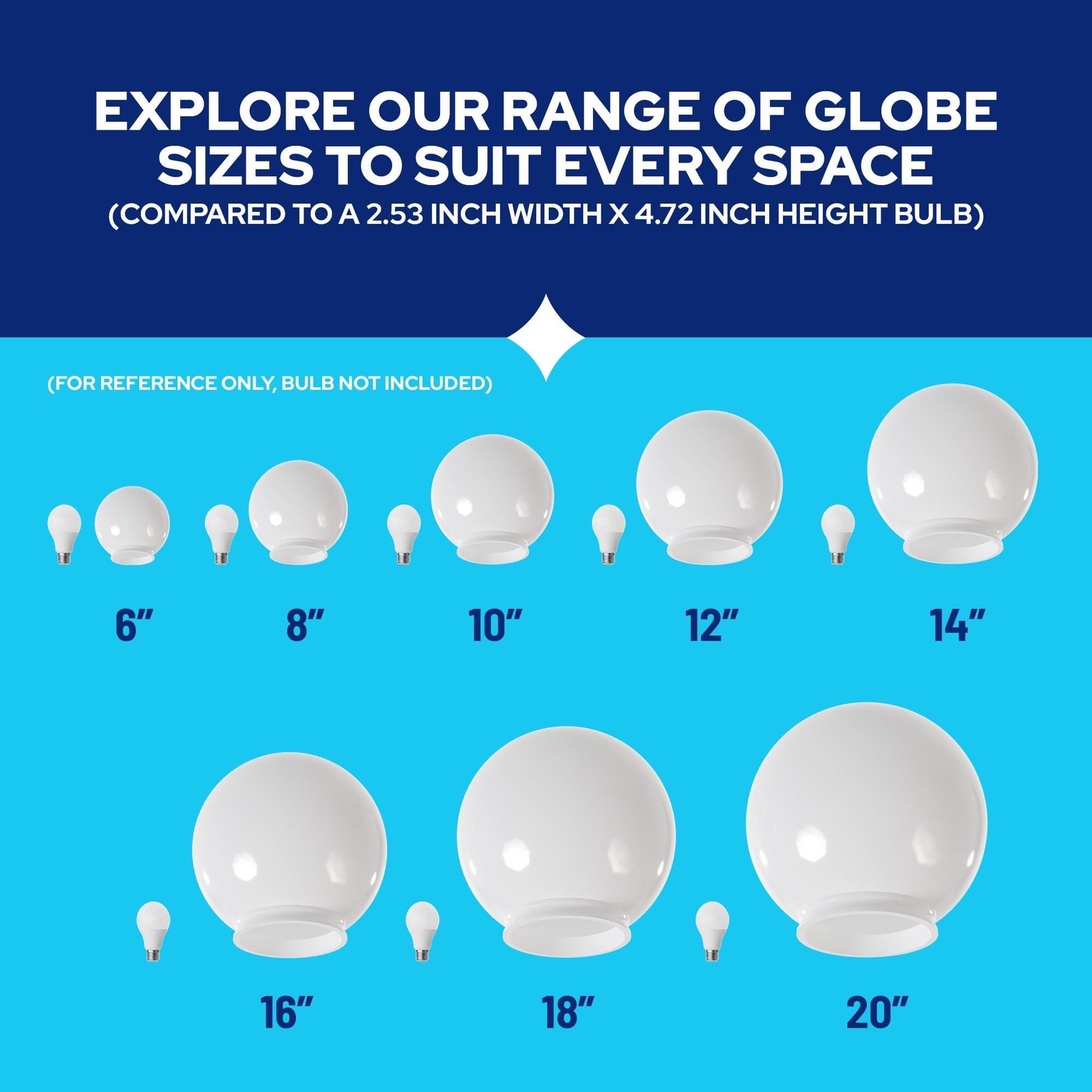 KASTLITE 12" Lamp Post Globe | Street Light Replacement Globe | Select your Colo