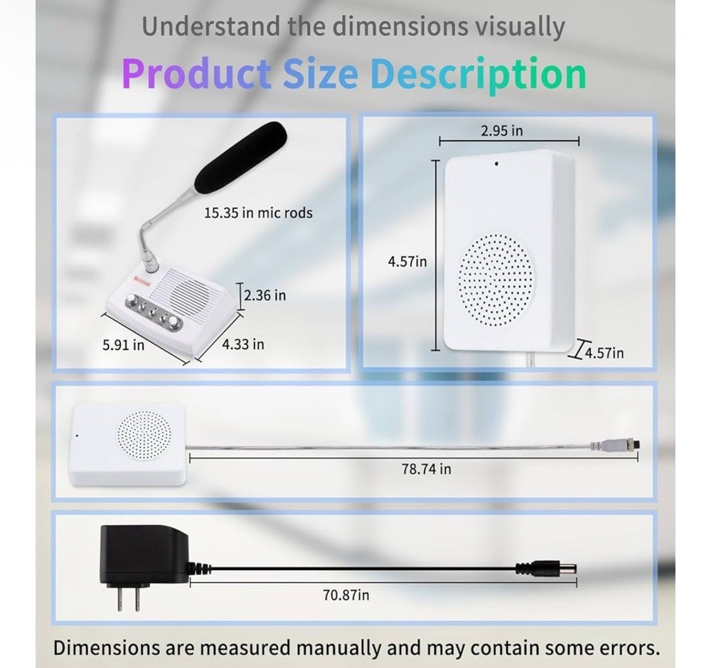 DESHUN DS-989 Window Intercom Business Full Duplex Window Speaker System - White