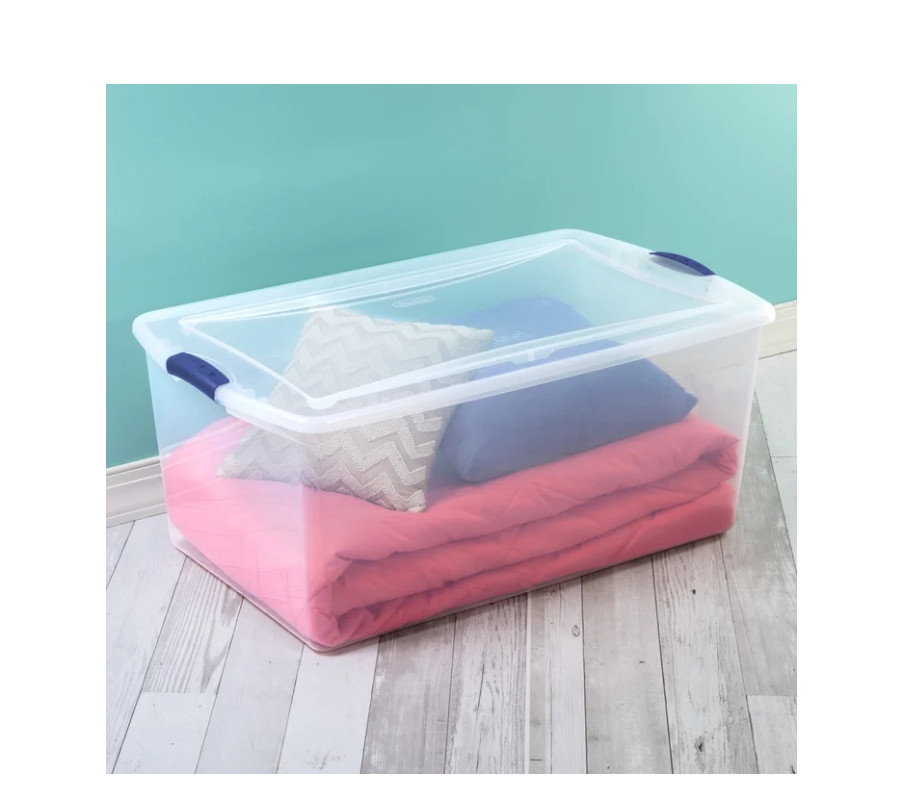 Sterilite 105 Quart Extra-Large Latching Storage Bin, Clear Plastic Storage Cont