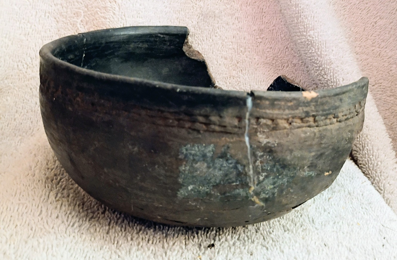 Great Antique Ancestral Pueblo Redware Bowl Corrugated Edge