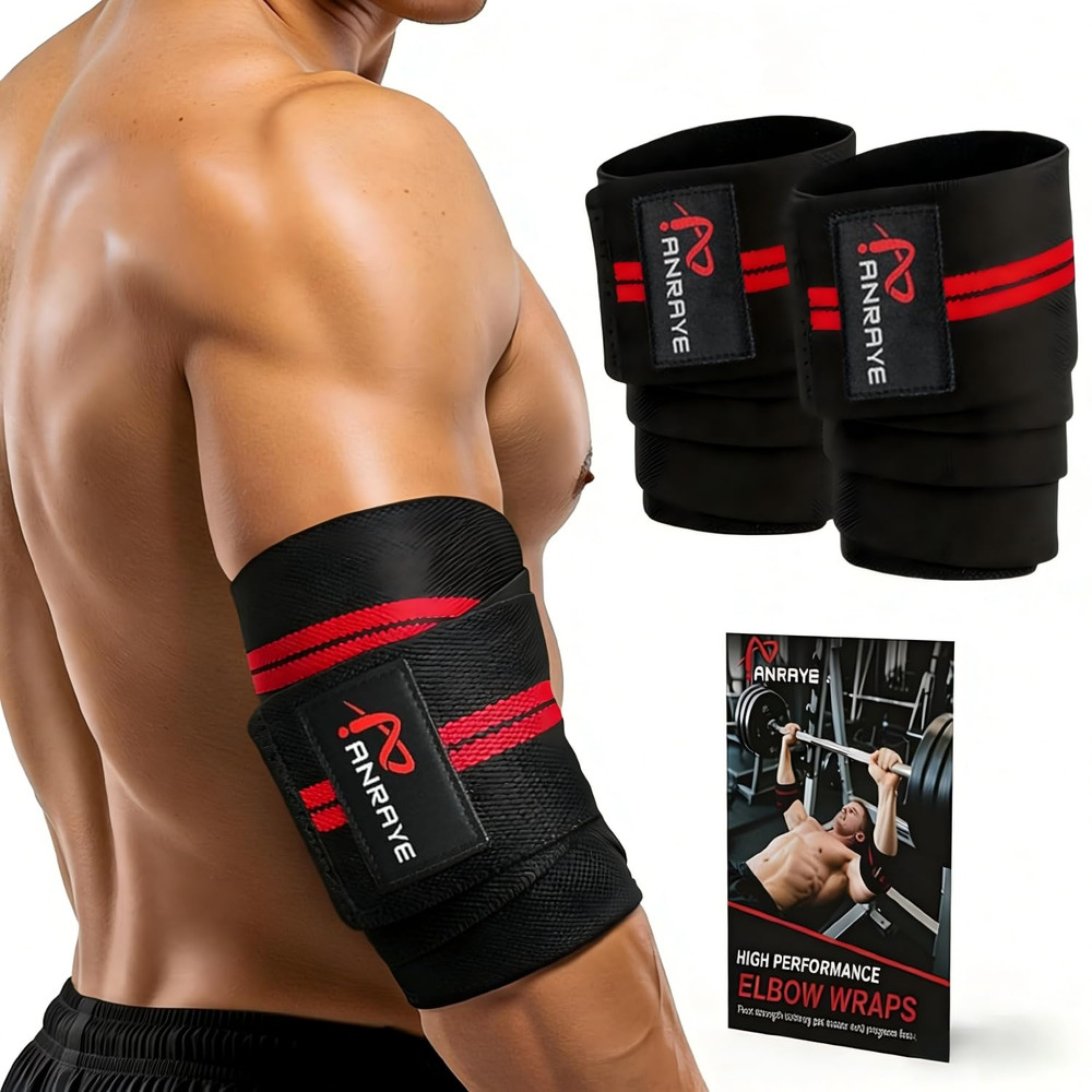 Elbow Wraps for Weightlifting - Adjustable Compression Straps & Elbow Brace for