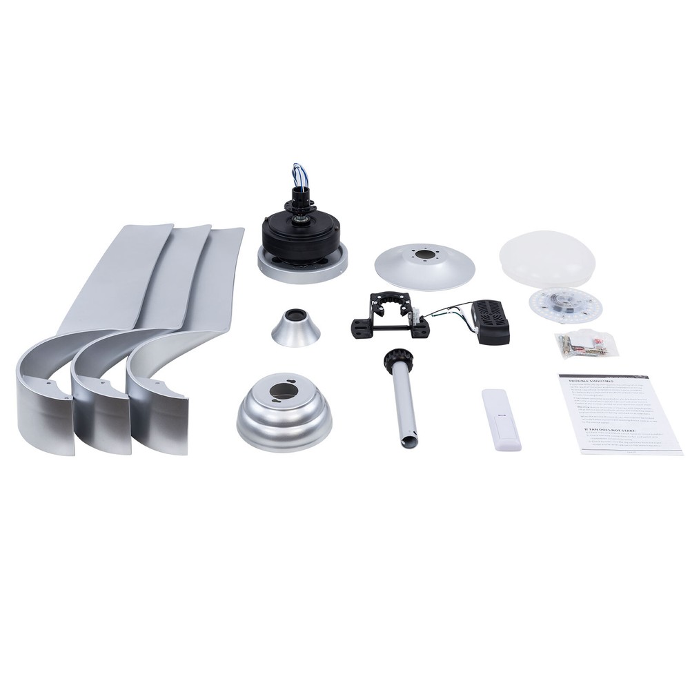 52 Inch Modern Ceiling Fan Light Silver Ceiling Fan Light With Remote Control