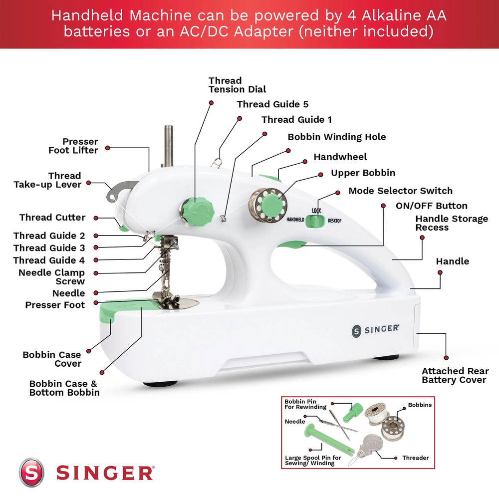 SINGER PORTABLE SEWING MACHINE Stitch Quick Plus Cordless Handheld Two Thread